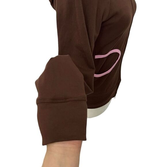 Zoe NWT San Francisco Neiman’s Dark Brown Pink Full Zip Hooded Jacket Size Large - Picture 9 of 13
